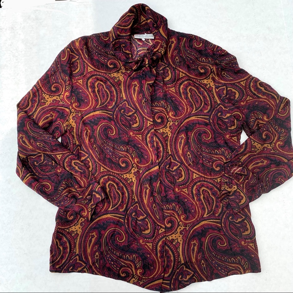 Valerie Stevens Button Silk Vintage Blouse Top